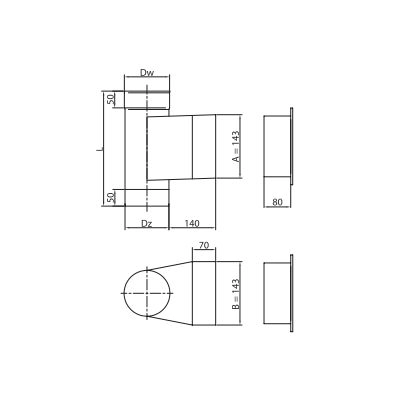 Wyczystka Ø 130 kominowa z drzwiczkami 140x140 żaroodporna gr.1 mm