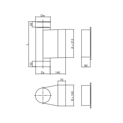 Wyczystka Ø 200 komina z drzwiczkami kwasoodporna gr.0,6 mm - 14x21