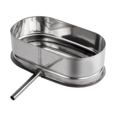 Odskraplacz 140/250 owalny z wyjściem bocznym kwasoodporny gr.0,6 mm