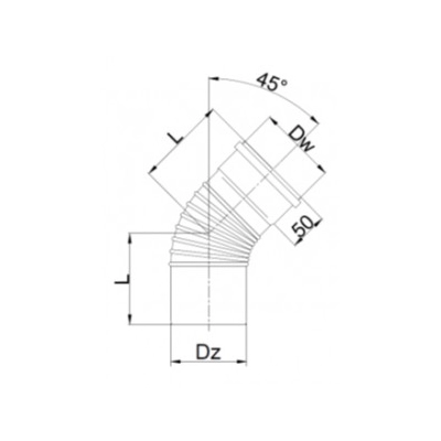 Kolano Ø 80 jednościenne TURBO Kwasoodporne 45 st.