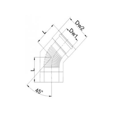 Kolano 60/100 z uszczelką dwuścienne TURBO Kwasoodporne 45 st.