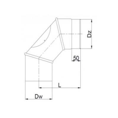 Kolano Ø 200 komina nastawne z rewizją stalowe - czarne 2 mm - 90 st.
