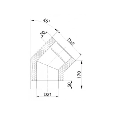 Kolano 450/550 izolowane kwasoodporne - 45 st.
