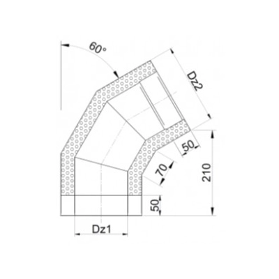 Kolano 450/550 izolowane kwasoodporne - 60 st.