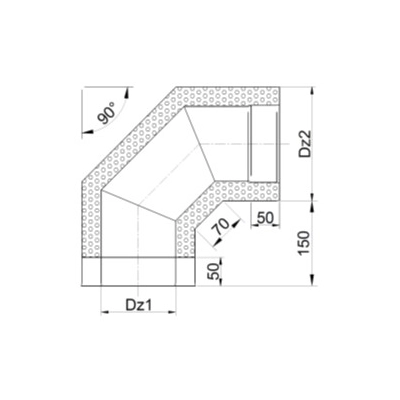Kolano 300/400 izolowane kwasoodporne - 90 st.