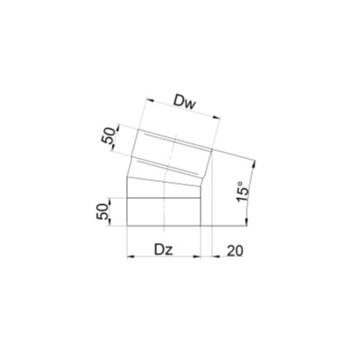 Kolano Ø 180 kominowe żaroodporne gr.1 mm - 15 st.