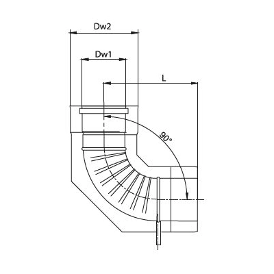 Kolano 60/100 z odskraplaczem dwuścienne TURBO Kwasoodporne 90 st.