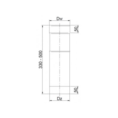 Rura Ø 150 kominowa teleskopowa 330-500 mm żaroodporna gr.1 mm