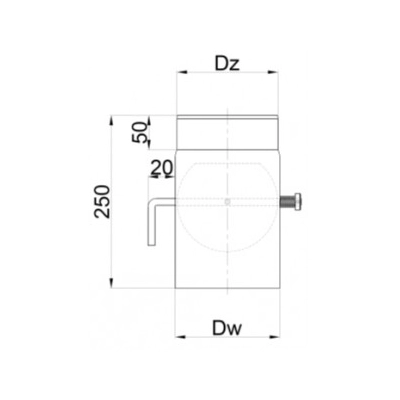 Szyber Ø 130 komina z krótką rączką stalowy - czarny 2 mm