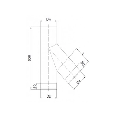 Trójnik Ø 120 komina stalowy - czarny 2 mm - 45 st.