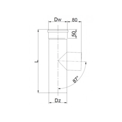 Trójnik Ø 100 jednościenny TURBO Kwasoodporny 90 st.