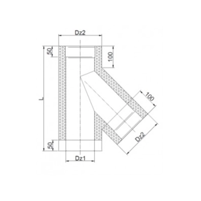Trójnik 250/390 izolowany - żaroodporny - 45 st.