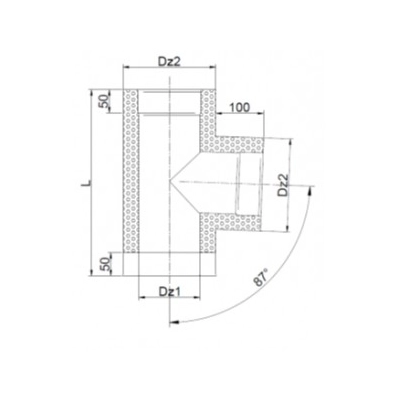Trójnik 500/600 izolowany kwasoodporny - 90 st.