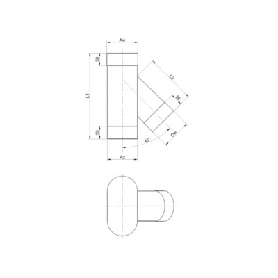 Trójnik 120/220 owalny żaroodporny gr.1 mm - 45 st.