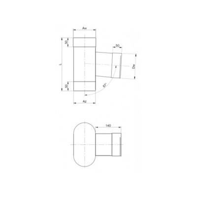 Trójnik 120/220 owalny żaroodporny gr.1 mm - 90 st.