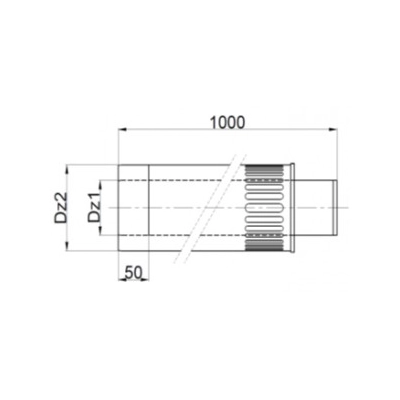 Zakończenie 80/125 boczne dwuścienne TURBO kwasoodporne 1000mm