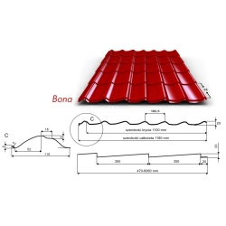 Blachodachówka " BONA " ( 25µ ) gr. 0,50 mm