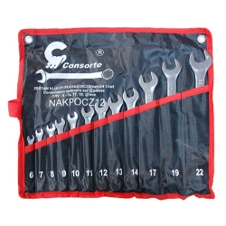 Zestaw 12-częściowy kluczy płasko-oczkowych 6-22 mm CR-V – etui zwijane