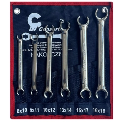 Zestaw 6 Kluczy Płasko-Oczkowych do Przewodów Hamulcowych CR-V – Rozmiary 8×10-16×18