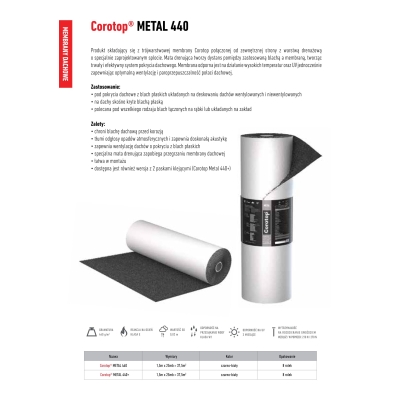 COROTOP Membrana Dachowa METAL 440 g/m2 - 37,5 m2