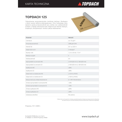 TOPDACH Membrana Dachowa 125 g/m2 - 75m2