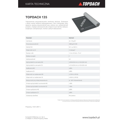 TOPDACH Membrana Dachowa 135 g/m2 - 75m2
