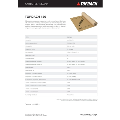 TOPDACH Membrana Dachowa 150 g/m2 - 75m2
