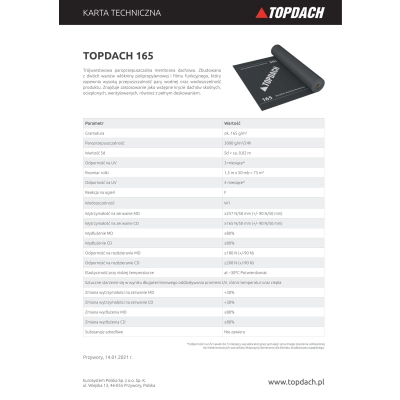 TOPDACH Membrana Dachowa 165 g/m2 - 75m2