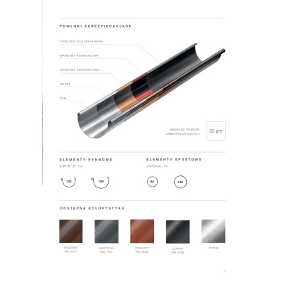 BRYZA STAL Lej spustowy 125/90 mm - CIEMNY GRAFIT