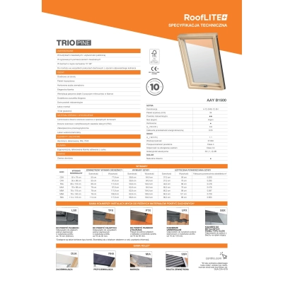 RoofLITE+ Okno dachowe trzyszybowe TRIO PINE - 3 szybowe