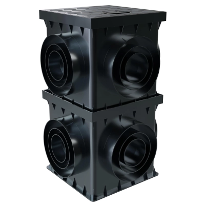 KROP RYNNA UKRYTA - Studzienka do rury spustowej - wyczystka - Czarna 9005