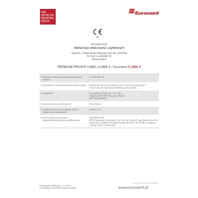 EUROVENT Membrana Paroizolacyjna CLIMA X 115 g/m2 - 75m2