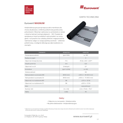 EUROVENT Membrana Dachowa MAGNUM 210 g/m2 - 75m2