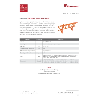 EUROVENT Zestaw płotka przeciwśniegowego SNOWSTOPPER SET DB-DC