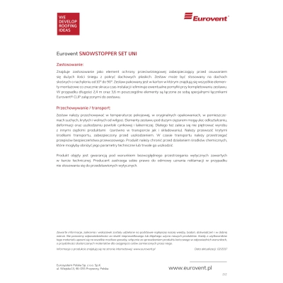 EUROVENT Płotek przeciwśniegowy SNOWSTOPPER SET UNI - 1 mb