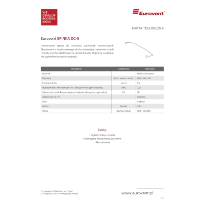 Spinka do dachówki DC6 - op.100 szt.