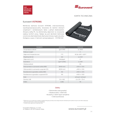 EUROVENT Membrana Dachowa VSTRONG 200 g/m2 - 75m2