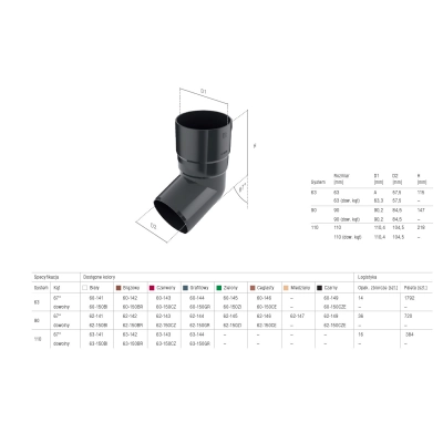 Kolano BRYZA 90 ( dowolny kąt ) - CZERWIEŃ