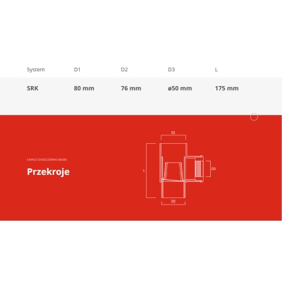 KROP Łapacz deszczówki 80x80 mm - system rynny kwadratowej PVC