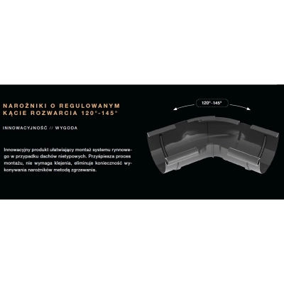 Narożnik wewnętrzny BRYZA 125 ( regulowany 120°-145° ) - MIEDŹ