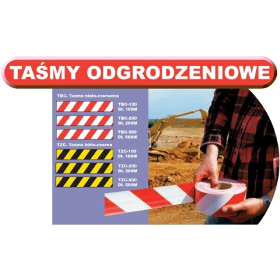 Taśma odgrodzeniowa ,Taśma ostrzegawcza Biało - Czerwona