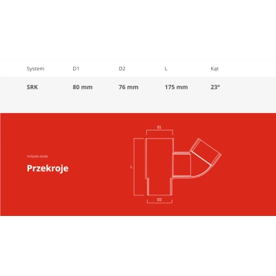 KROP Trójnik SRK do rury kwadratowej 80x80 mm - 67,5 st. PVC