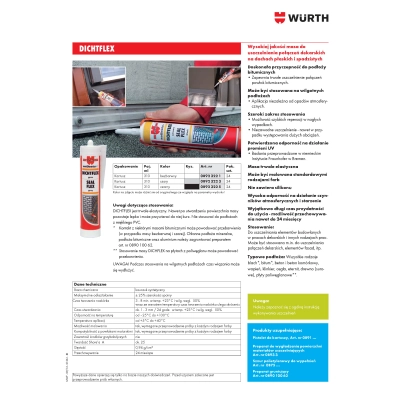 WURTH Szczeliwo - Uszczelniacz dekarski do dachów DACHFLEX - 310ML