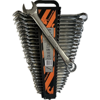 Zestaw kluczy płasko-oczkowych 25 el. CR-V 6-28,30,32 mm – stal chromowo-wanadowa, pudełko BOX